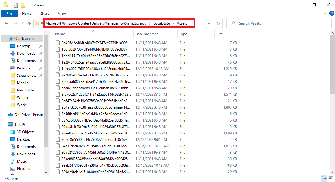 accédez au dossier de clés LocalState Assets