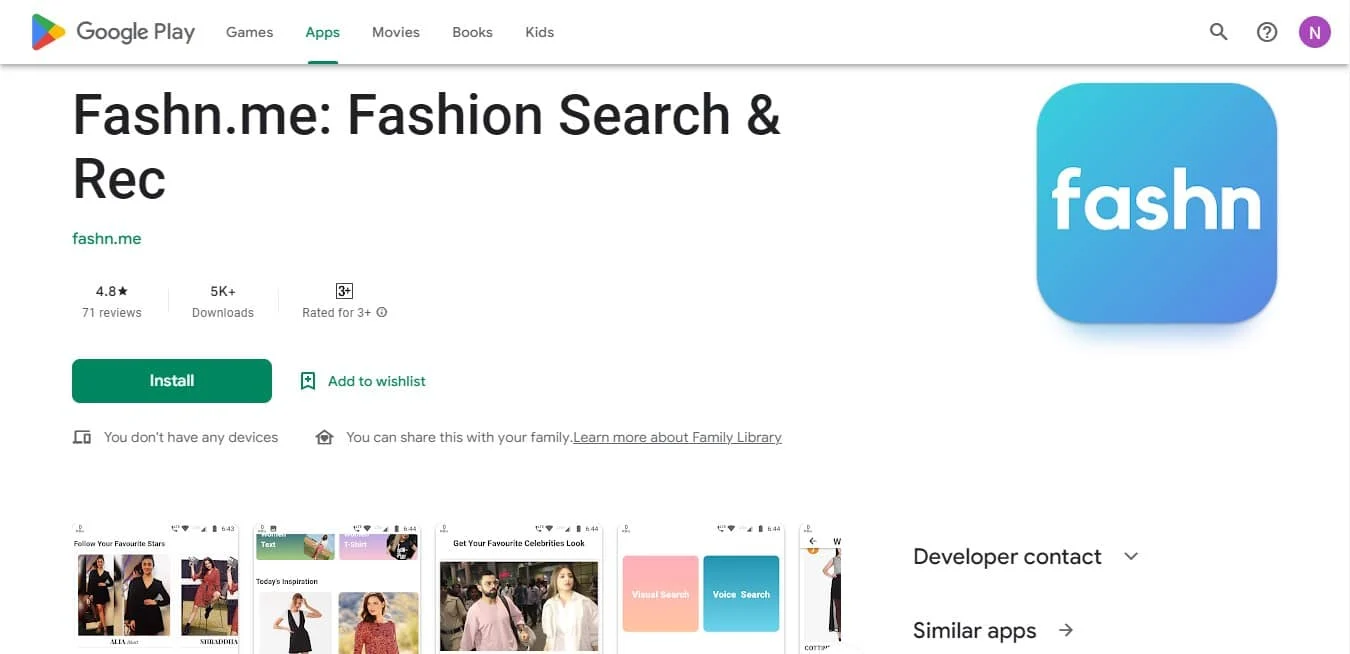 Fashn.me Play Store