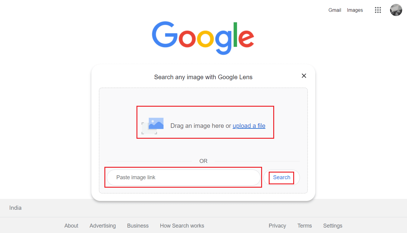 téléchargez l'image souhaitée OU fournissez l'URL de l'image et cliquez sur Rechercher