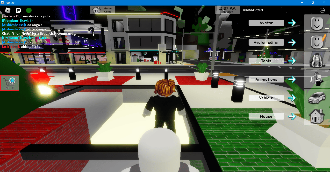 seleziona il carrello nel gioco roblox di Brookhaven