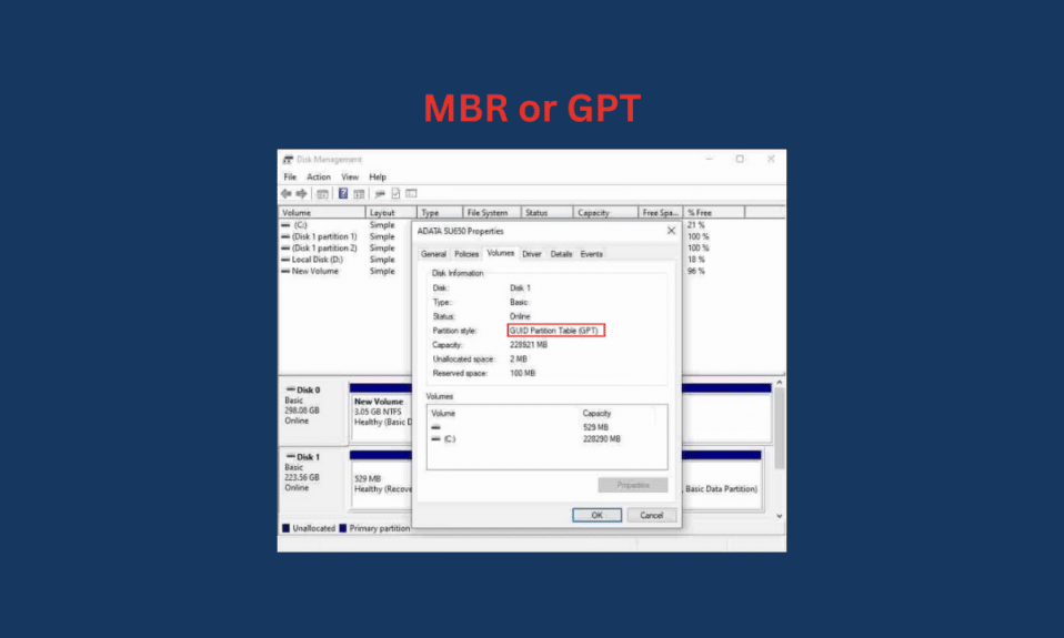 วิธีตรวจสอบ MBR หรือ GPT ใน Windows 10