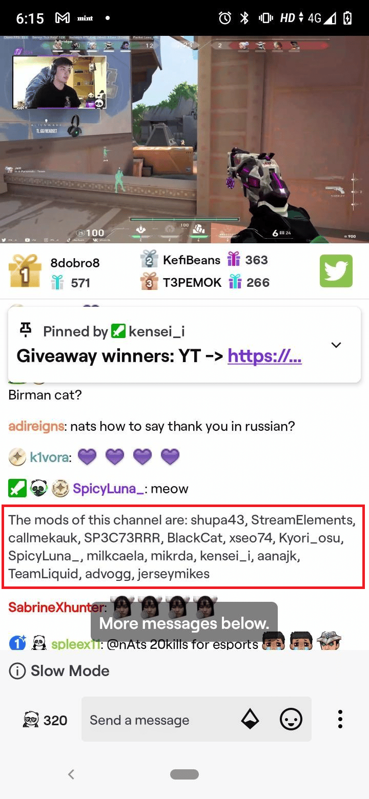 mod コマンド。ボットの Twitch チャット コマンド