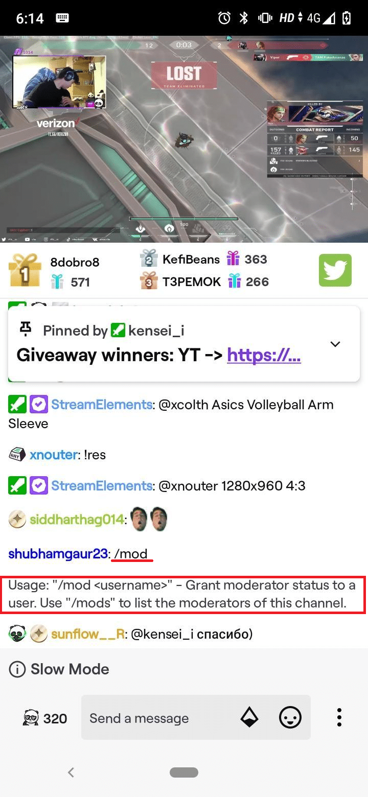 mod コマンド。ボットの Twitch チャット コマンド