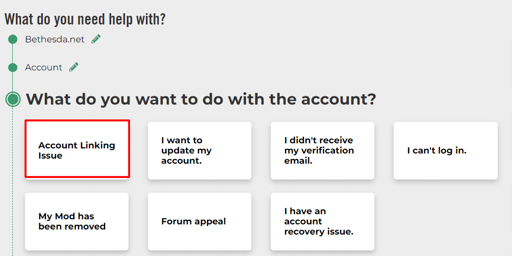 ไปที่ปัญหาการเชื่อมโยงบัญชี | วิธียกเลิกการเชื่อมโยงบัญชี Bethesda