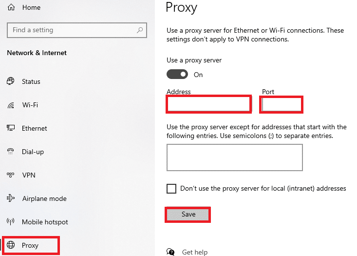 impostazione proxy