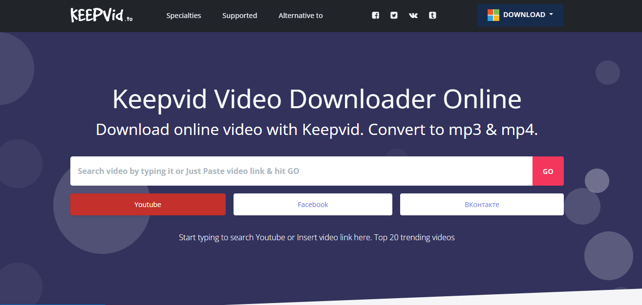 KeepVid web sitesi