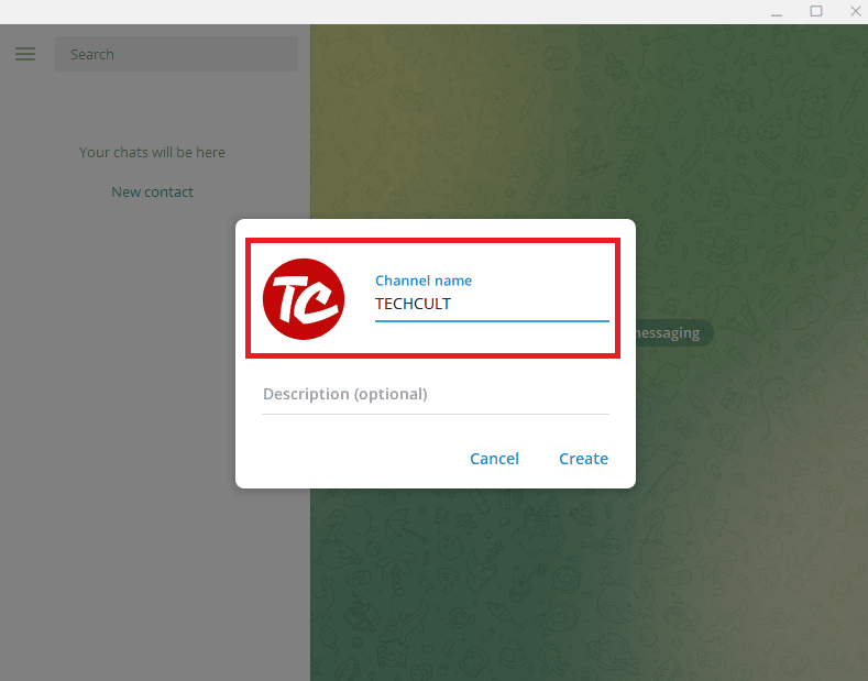 Geben Sie den Kanalnamen ein und fügen Sie ein Anzeigebild hinzu. So erstellen Sie einen Telegrammkanal