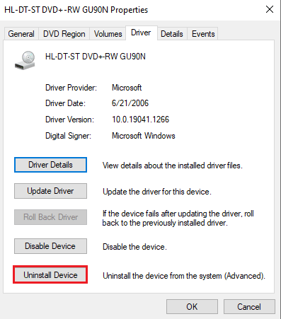 Disinstalla driver