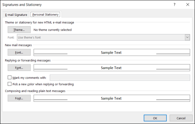 E-Mail-Schriftarteinstellungen in Outlook