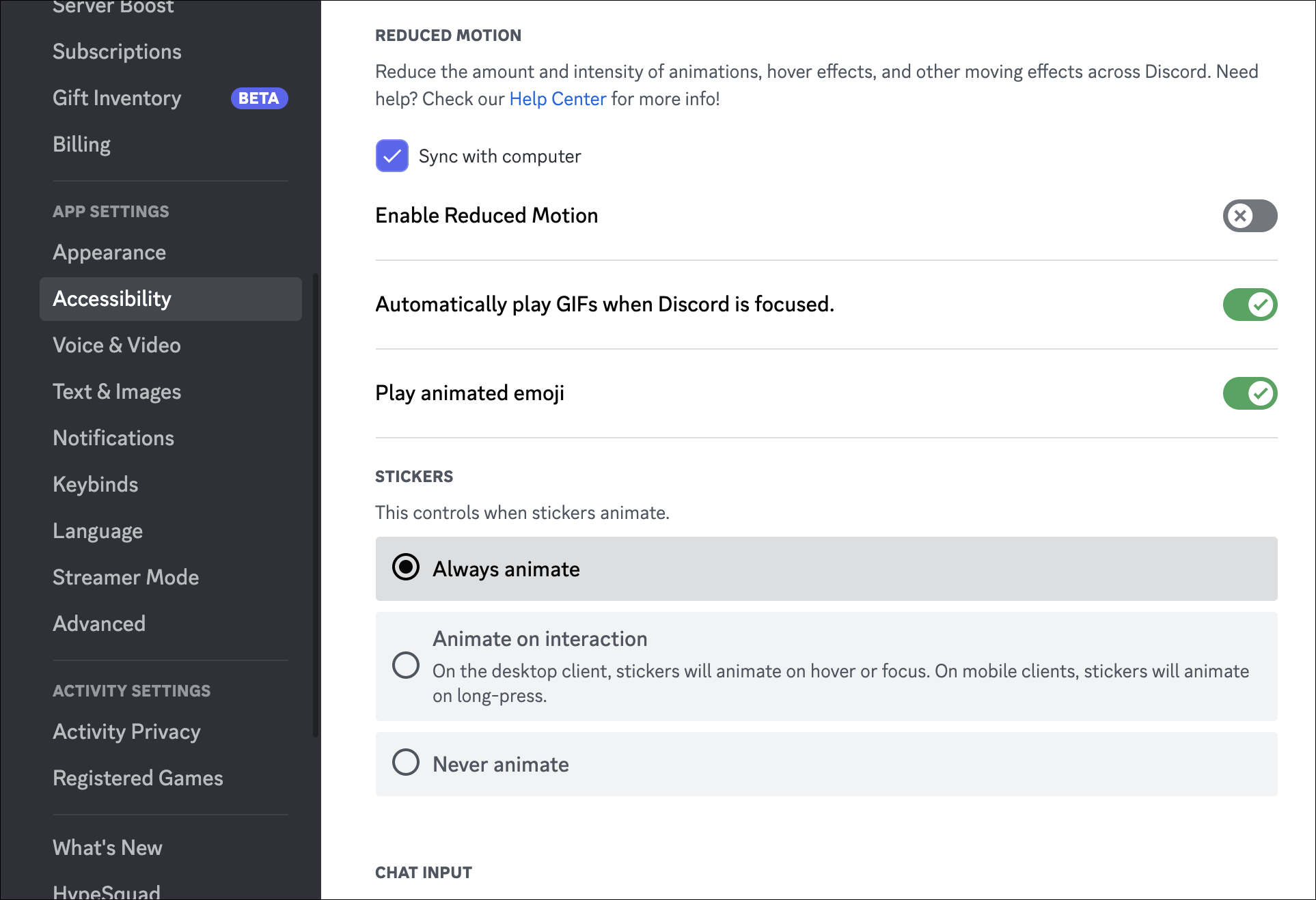 Discord 輔助功能設置窗口