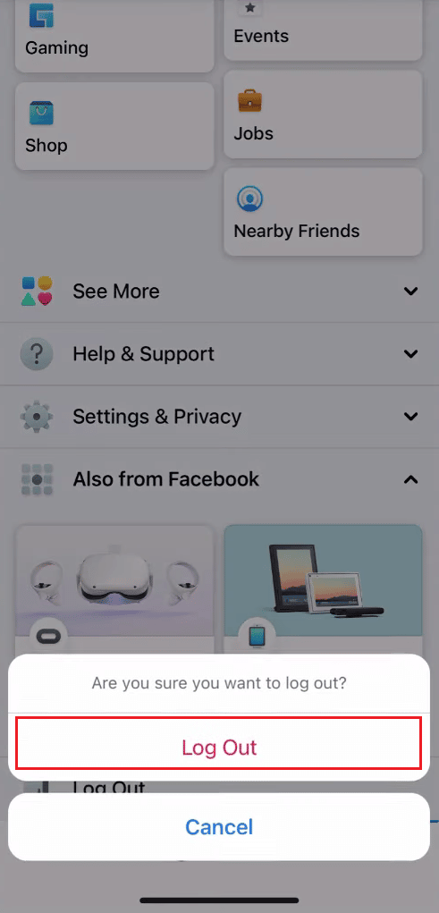 Atingeți Deconectați-vă din fereastra pop-up | cum să comutați între Facebook personal și de afaceri pe mobil