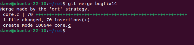 mesclando uma ramificação com o comando git merge