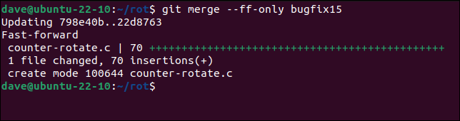 Utilisation de l'option --ff-only pour empêcher l'utilisation d'une fusion à trois voies si une fusion rapide n'est pas possible