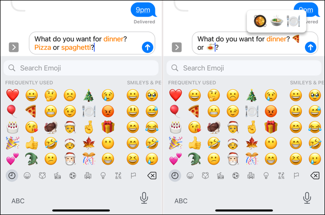 Mots mis en surbrillance et remplacés par des emoji dans les messages