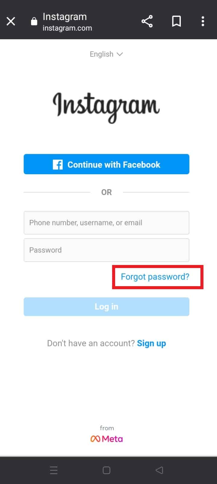 Di layar login, ketuk Lupa kata sandi?