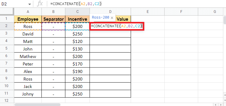 Feche o colchete para completar a fórmula