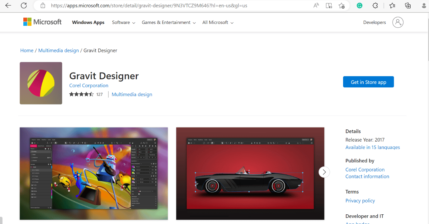 Gravit Designer w Microsoft Store