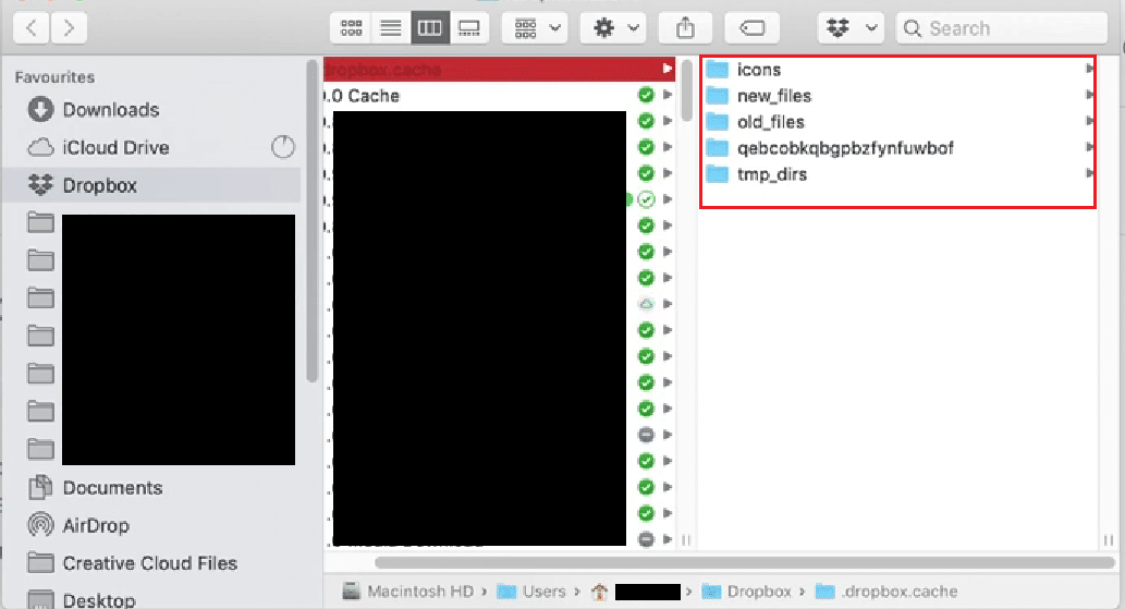 Fișierele cache Dropbox pe Mac