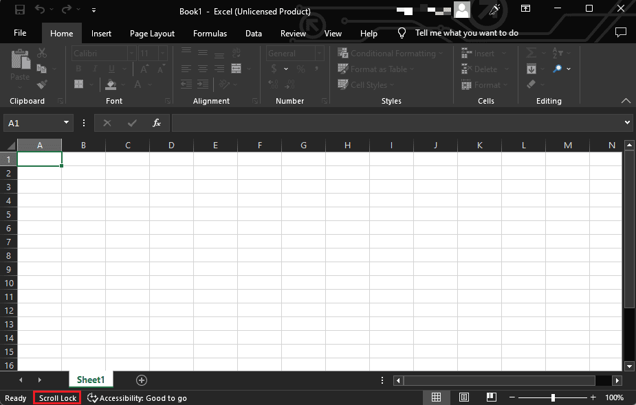 Bloqueio de rolagem do Microsoft Excel