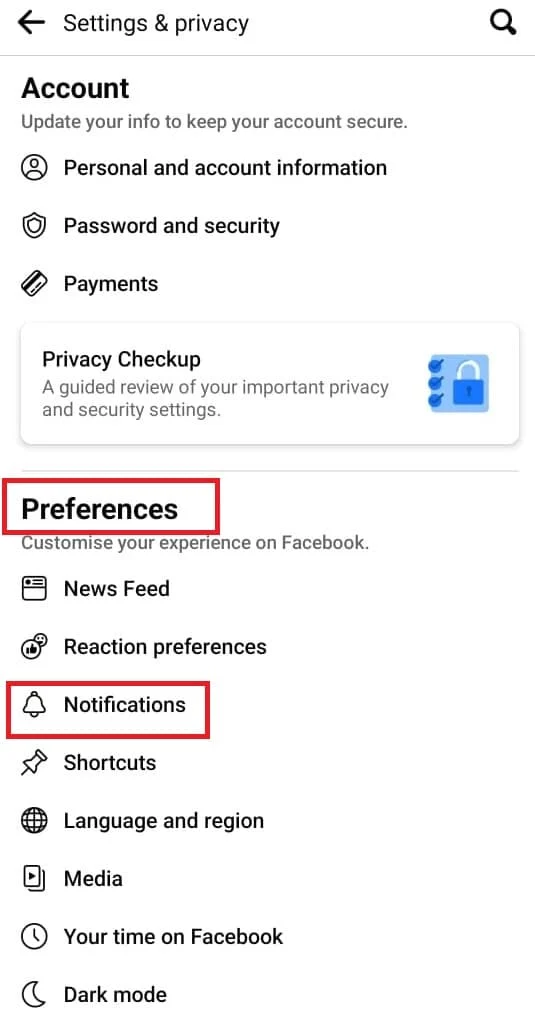Tercihler altında Bildirimler'e dokunun. Facebook Uygulamasında Arkadaş Önerilerini Açma veya Kapatma