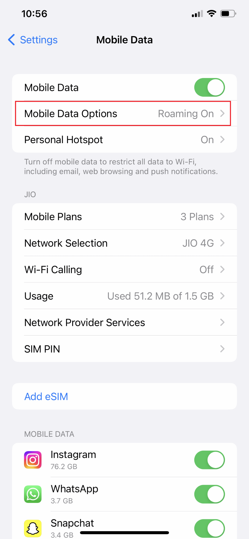 모바일 데이터 옵션 선택 | 내 iPhone에서 느린 인터넷을 어떻게 수정합니까?