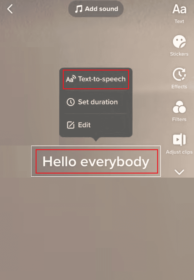 toque em Text-to-speech