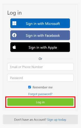 Geben Sie Ihre E-Mail-Adresse oder Telefonnummer und Ihr Passwort ein und klicken Sie dann auf die Schaltfläche Anmelden.