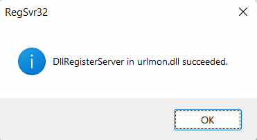 DllRegisterServer na mensagem de sucesso urlmon.dll. Consertar Ocorreu um Erro no Script Nesta Página