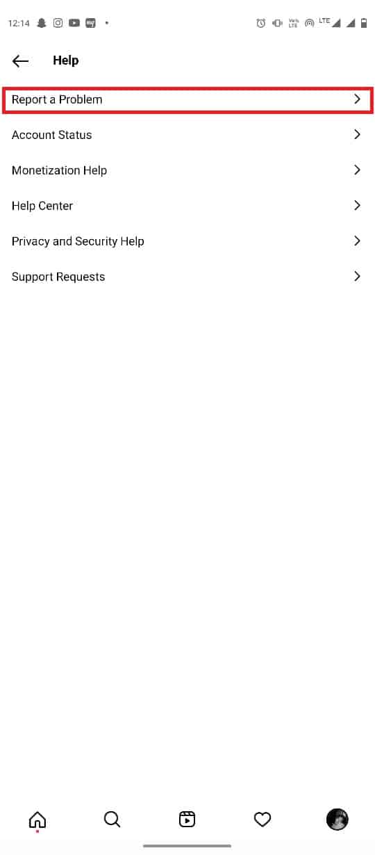toque em Relatar um problema. As 10 principais maneiras de corrigir o problema de não carregar histórias do Instagram