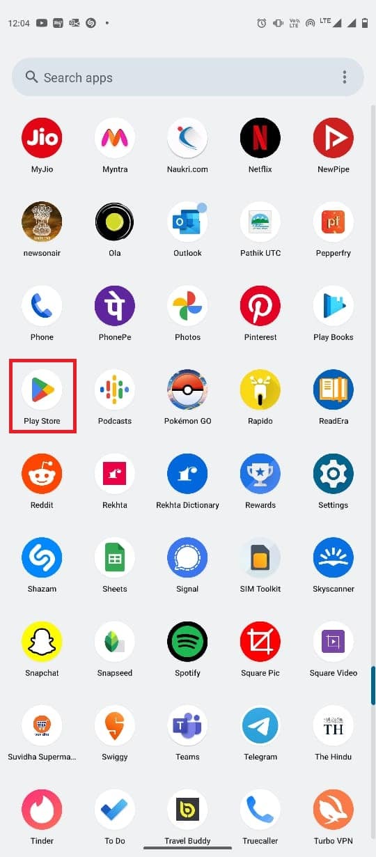 Telefon menüsünden Google Play Store'u açın