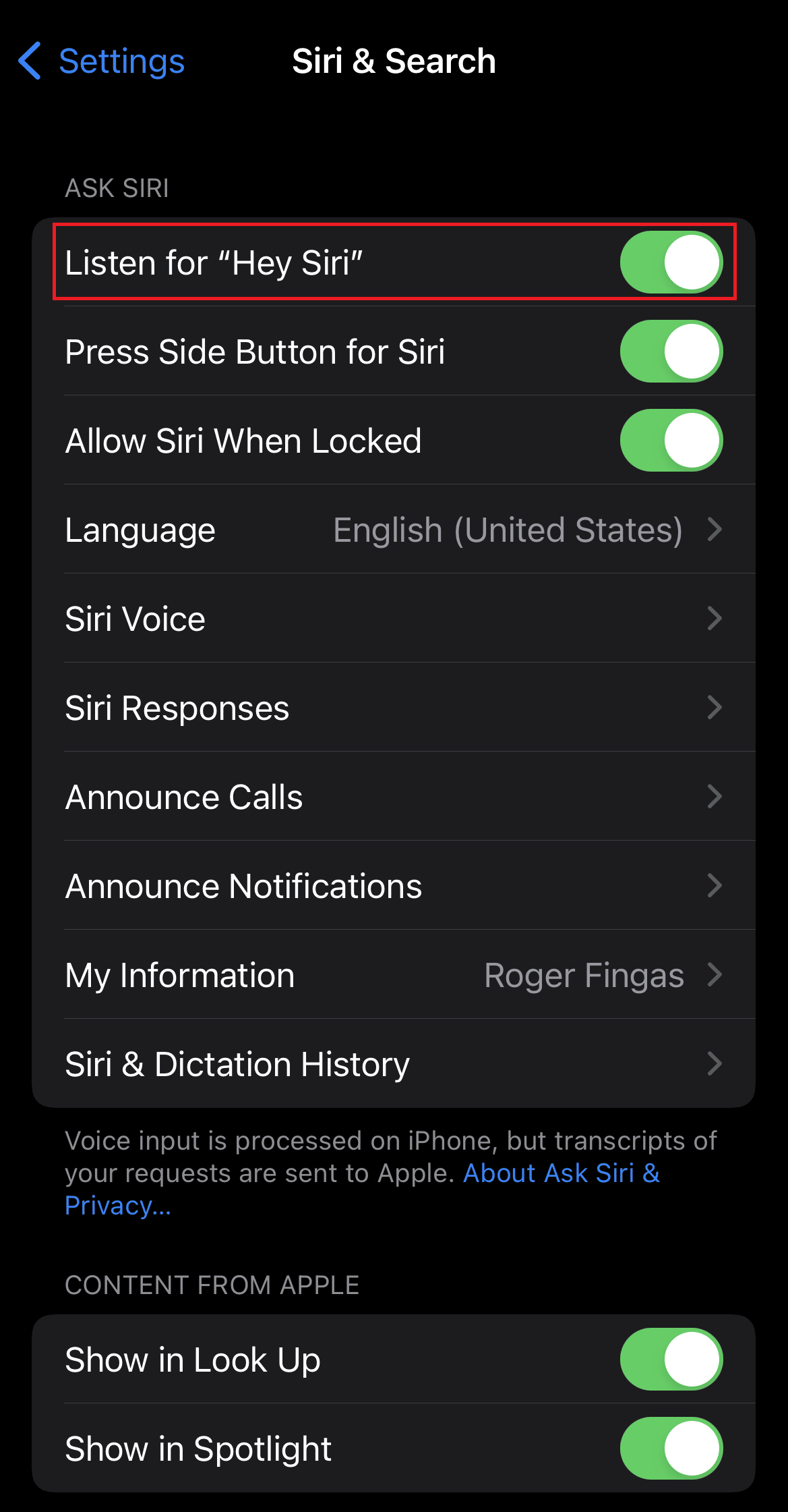 เปิดสวิตช์สำหรับตัวเลือกฟัง "หวัดดี Siri" | เฮ้ Siri ไม่ทำงาน