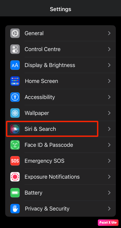 appuyez sur siri et recherchez