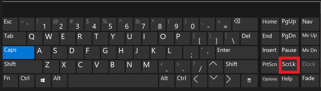 Ouvrez le clavier et cliquez sur ScrLK