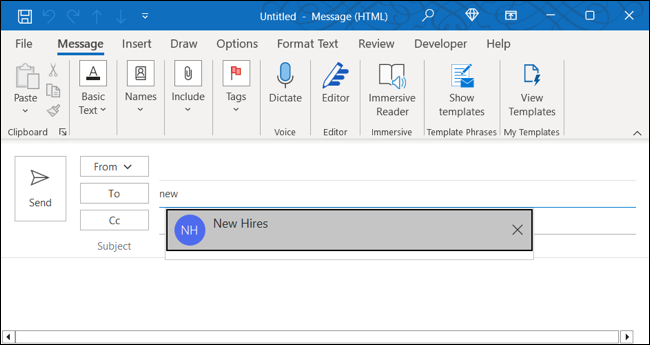 Outlook での連絡先グループの提案