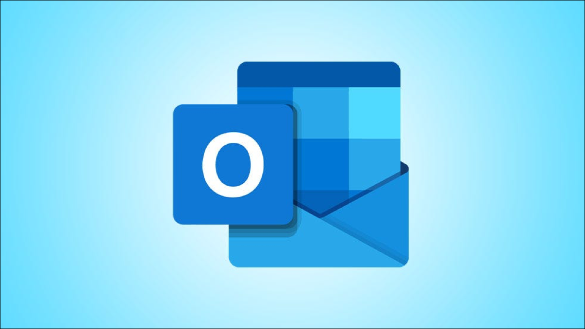 Logo Microsoft Outlook dengan latar belakang biru.