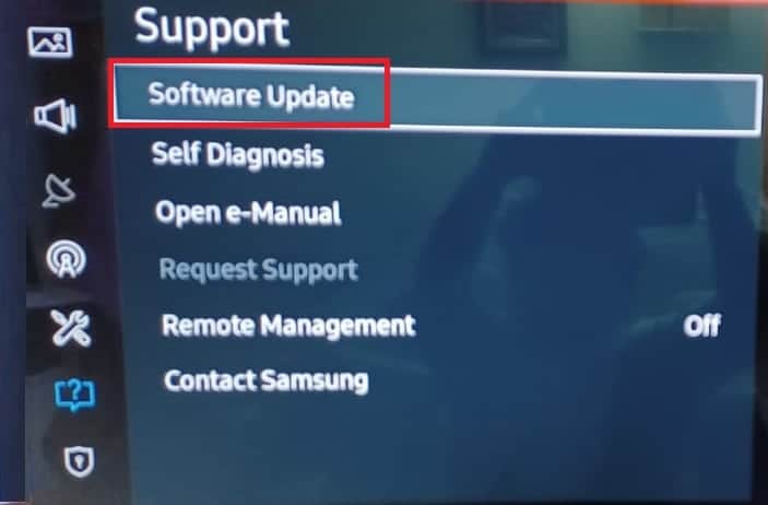 Support-Einstellungen Software-Update