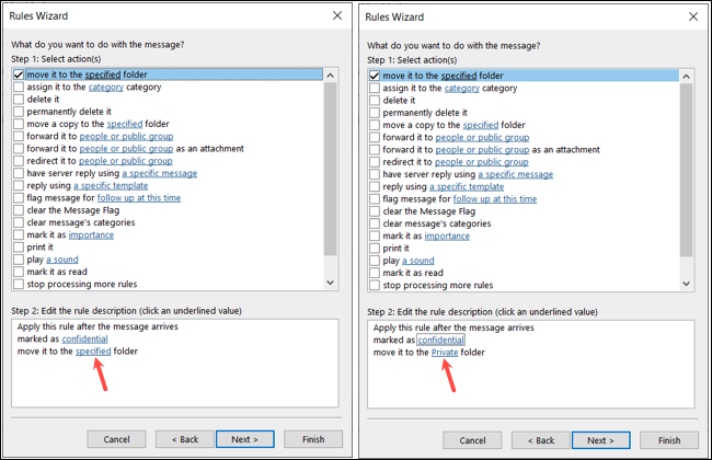 Папка для перемещения конфиденциальных писем в Outlook