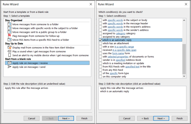 Outlook on Windows での自動返信ルールの作成