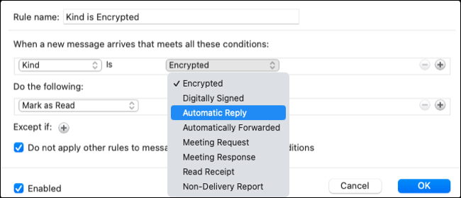 Création d'une règle de réponse automatique dans Outlook sur Mac