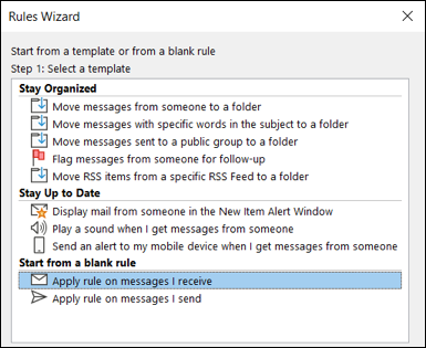 Appliquer la règle aux messages reçus dans Outlook