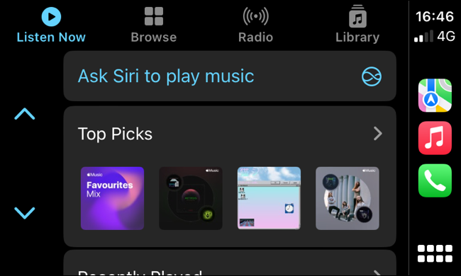 Interfaccia Apple Music CarPlay