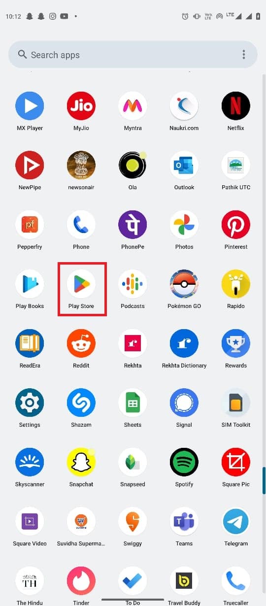 Telefon menüsünden Google Play Store'u açın