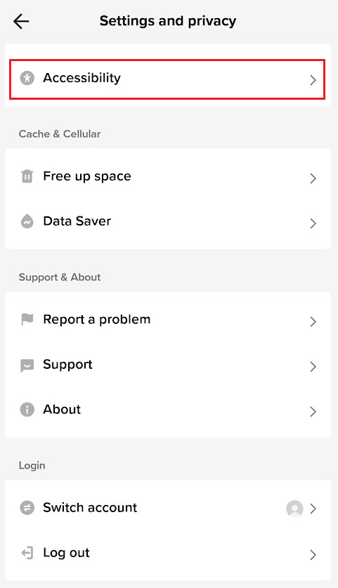 Balayez vers le bas et appuyez sur Accessibilité