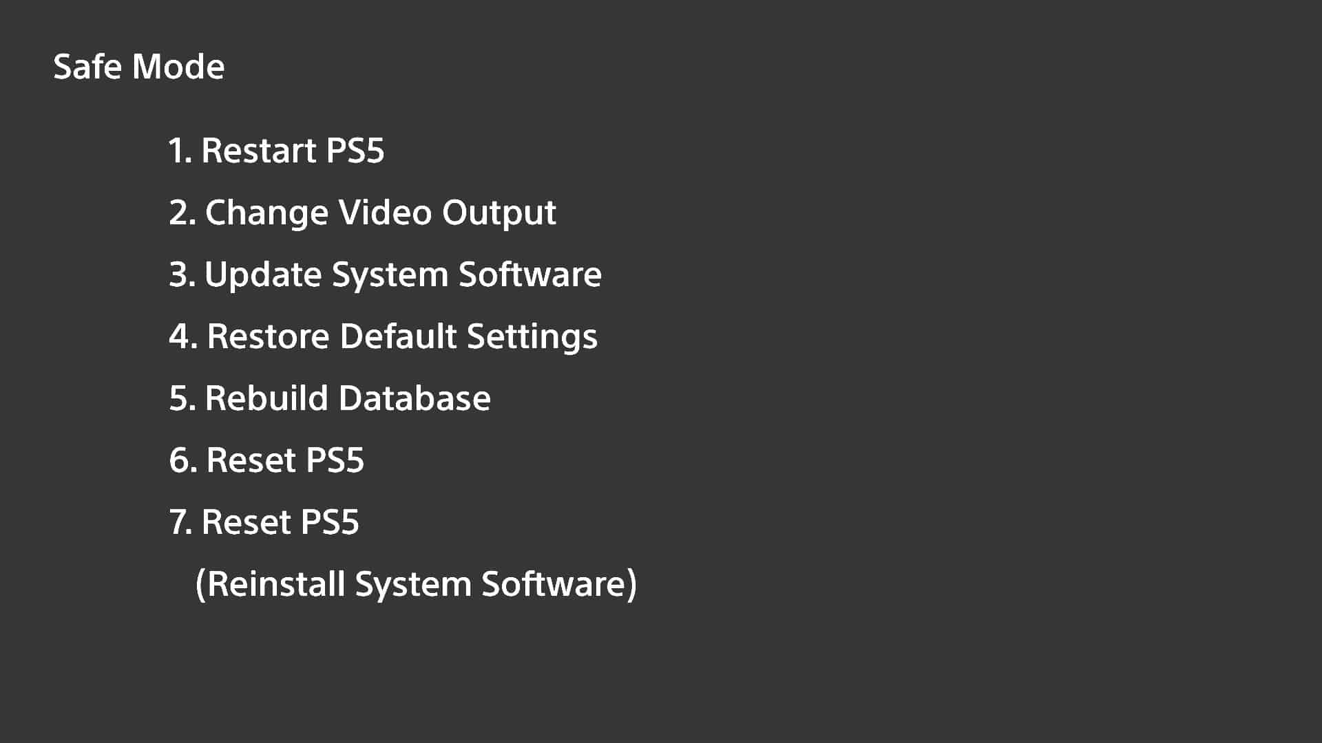 ps5 sistem yazılımını güvenli modda güncelleyin