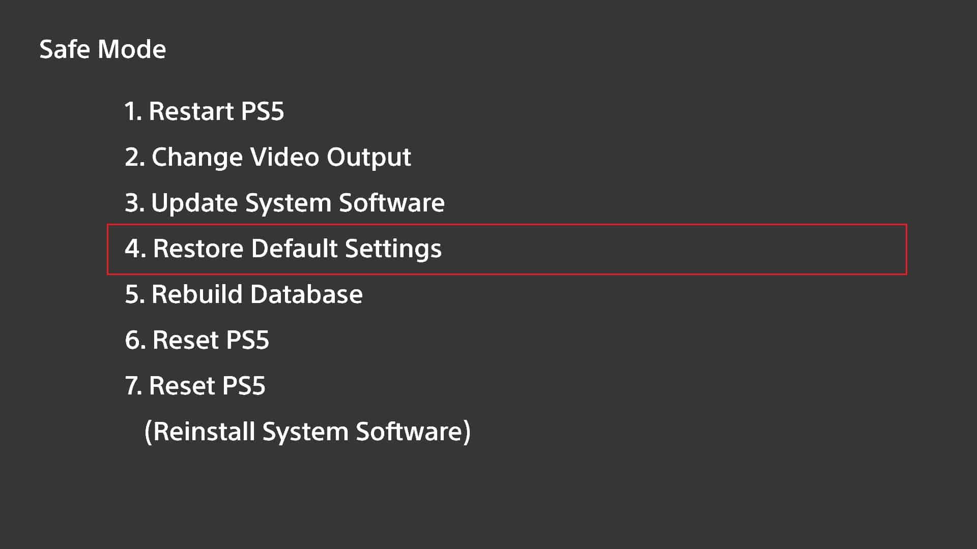 ps5在安全模式下恢復默認設置。如何修復 PS5 閃爍的藍燈