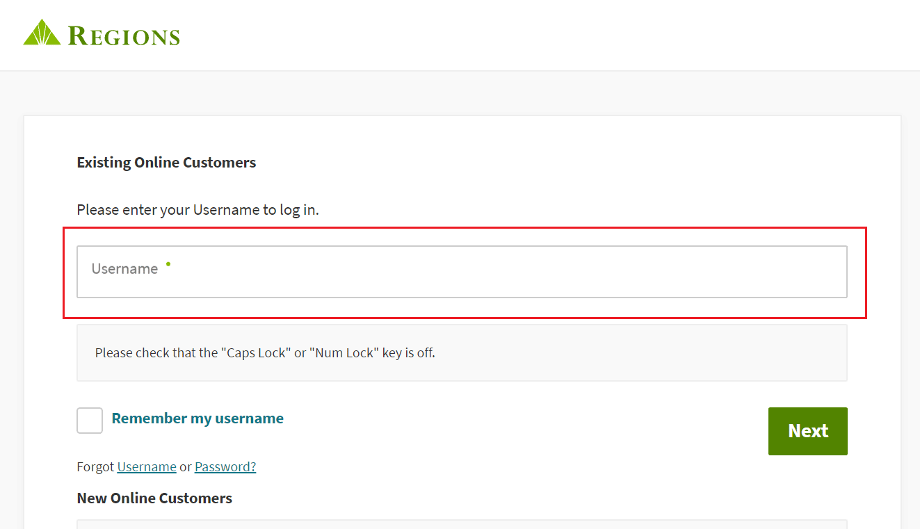 Inicie sesión en su cuenta de Regions Online Banking con su nombre de usuario y contraseña