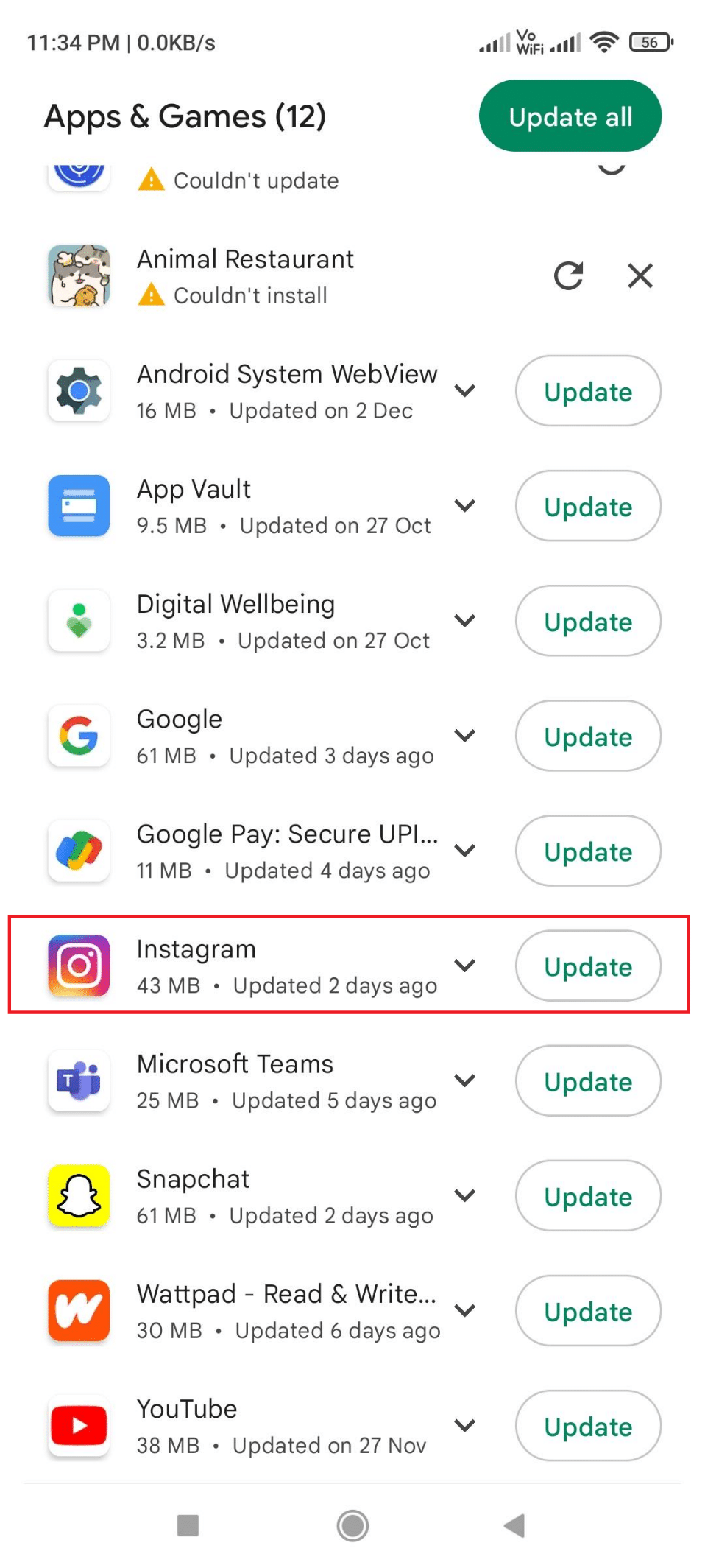 Actualización de Instagram en playstore | Cómo arreglar fotos negras de Instagram