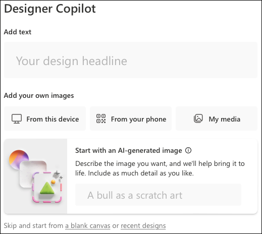 Designer Copilot pe Microsoft Designer