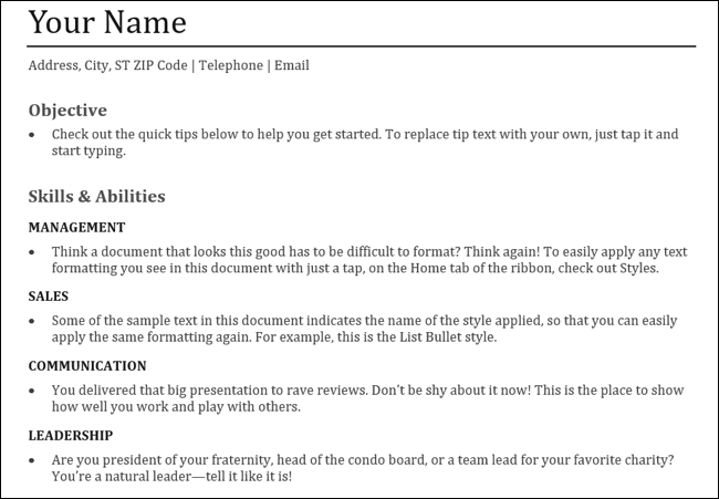 CV fonctionnel avec synthèse et compétences