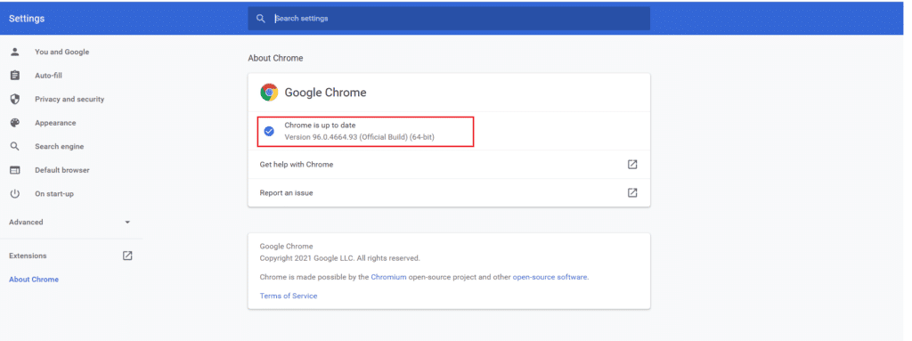 Google Chrome este actualizat va fi afișat un mesaj. 10 moduri de a remedia eroarea Google Chrome 0xc00000a5